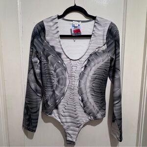 Making the Cut Women's Medium NWT Gray Long Sleeve Bodysuit Dance Dancewear